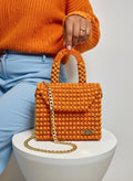 VELVET BEAD BAG-TANGERINE