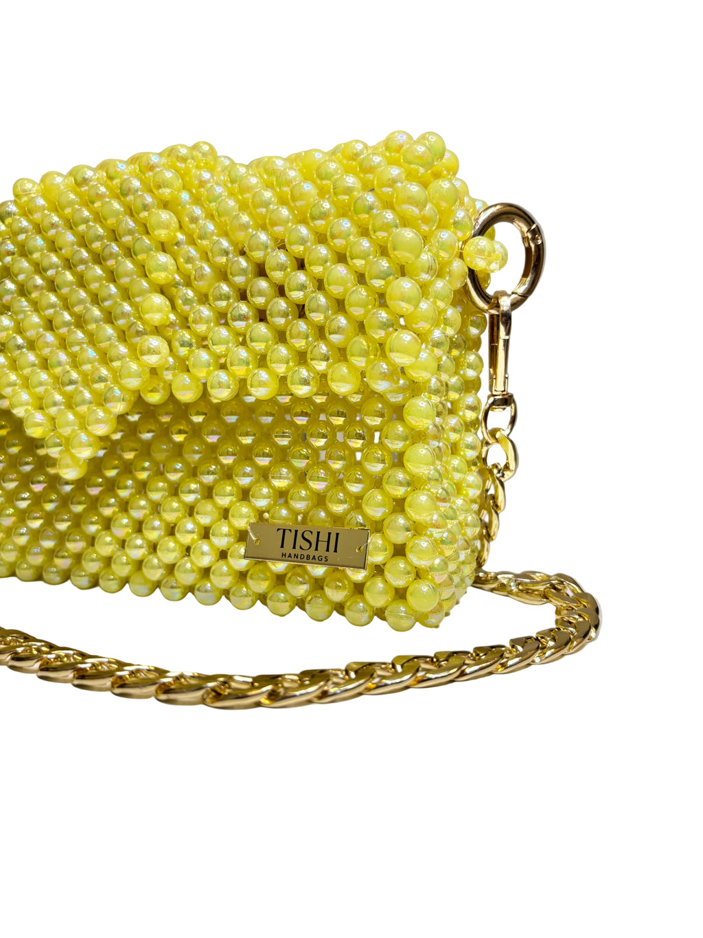 ACRYLIC BEAD BAG-PALE AMBER