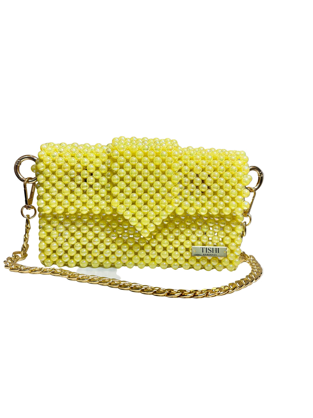 ACRYLIC BEAD BAG-PALE AMBER