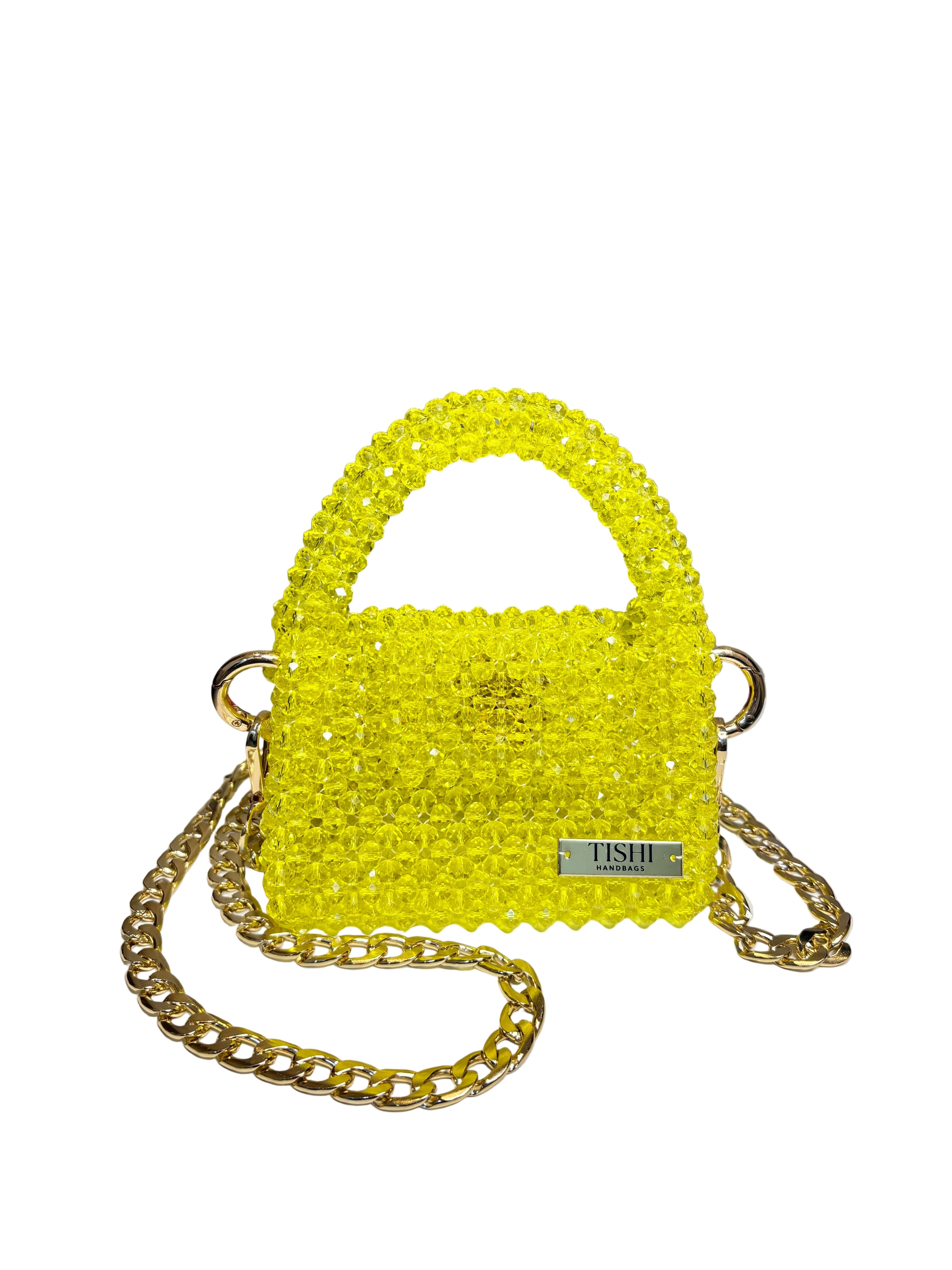 MINI GLASS CRYSTAL BEAD BAG-LEMON
