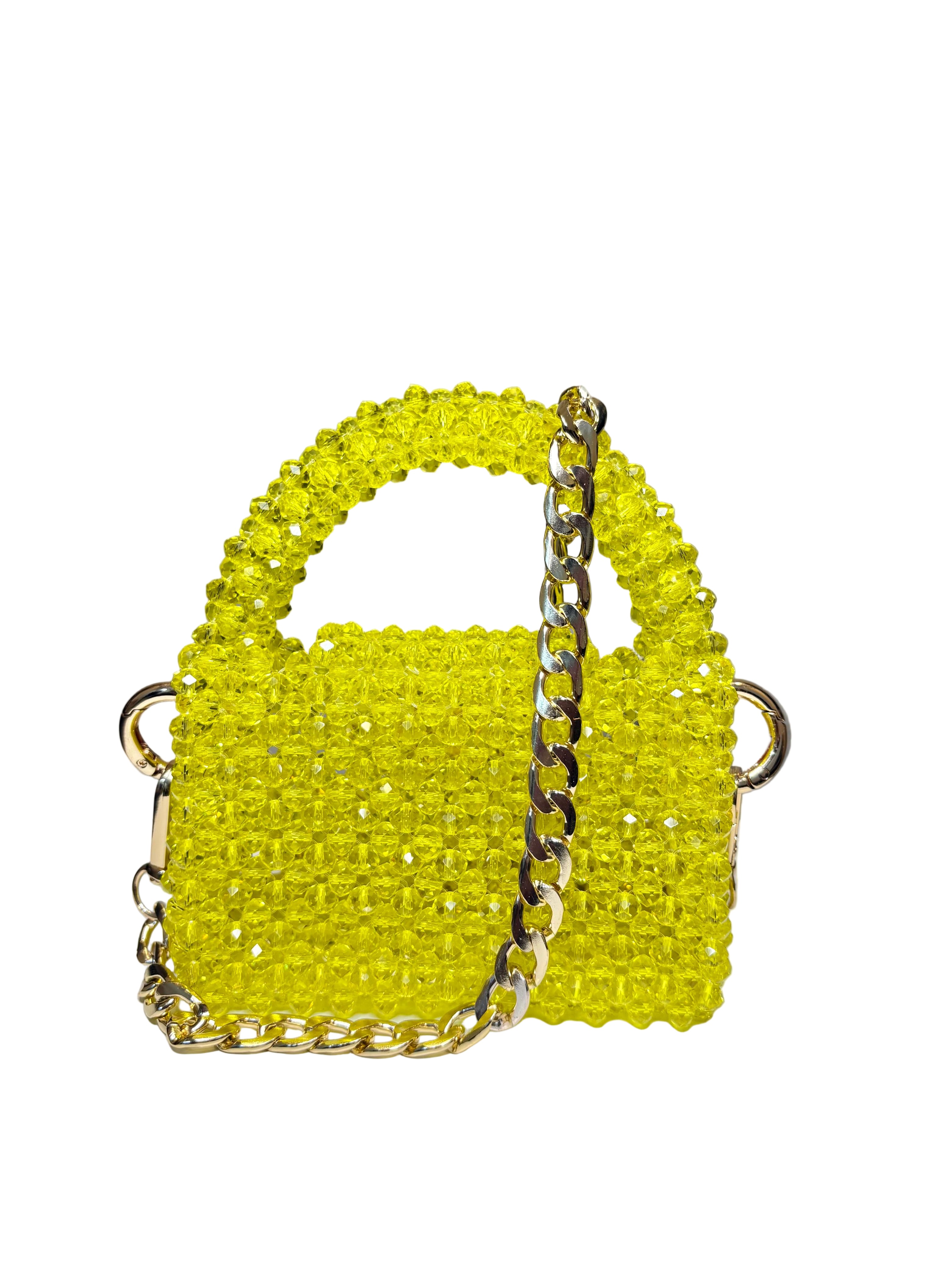 MINI GLASS CRYSTAL BEAD BAG-LEMON