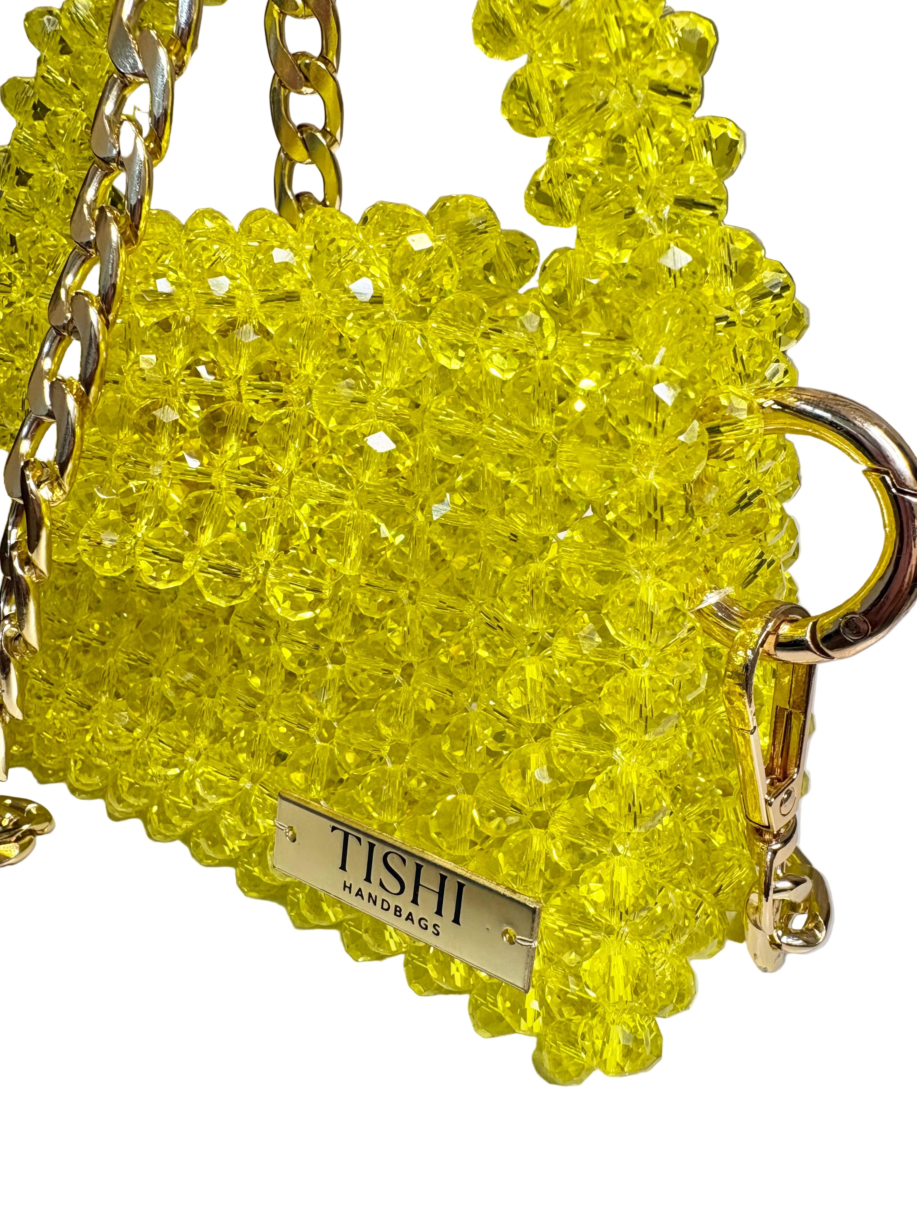 MINI GLASS CRYSTAL BEAD BAG-LEMON