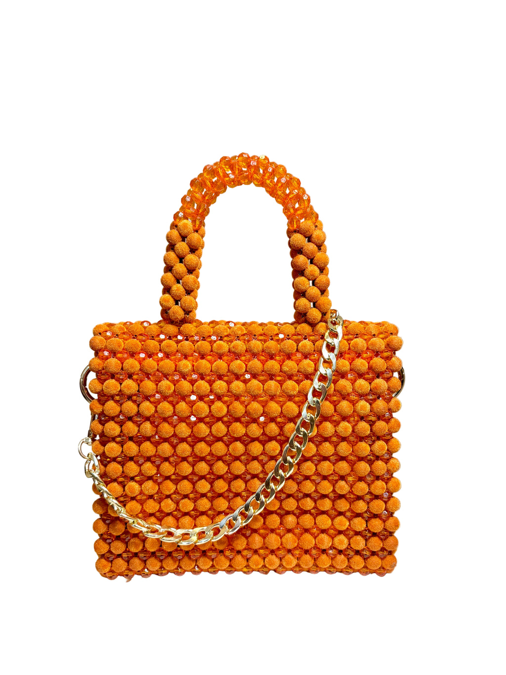VELVET BEAD BAG-TANGERINE